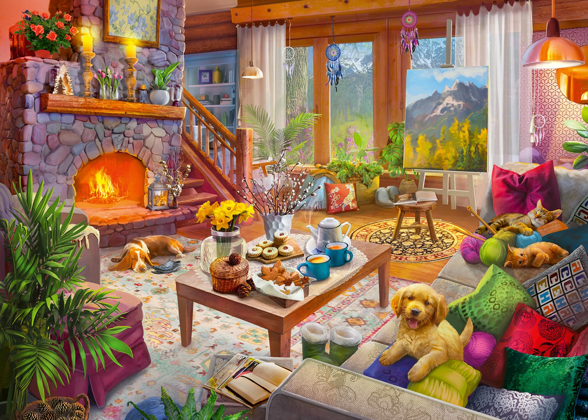 Ravensburger Puzzle 2D 1000 elementów: Przytulny pokój, Nowy Design