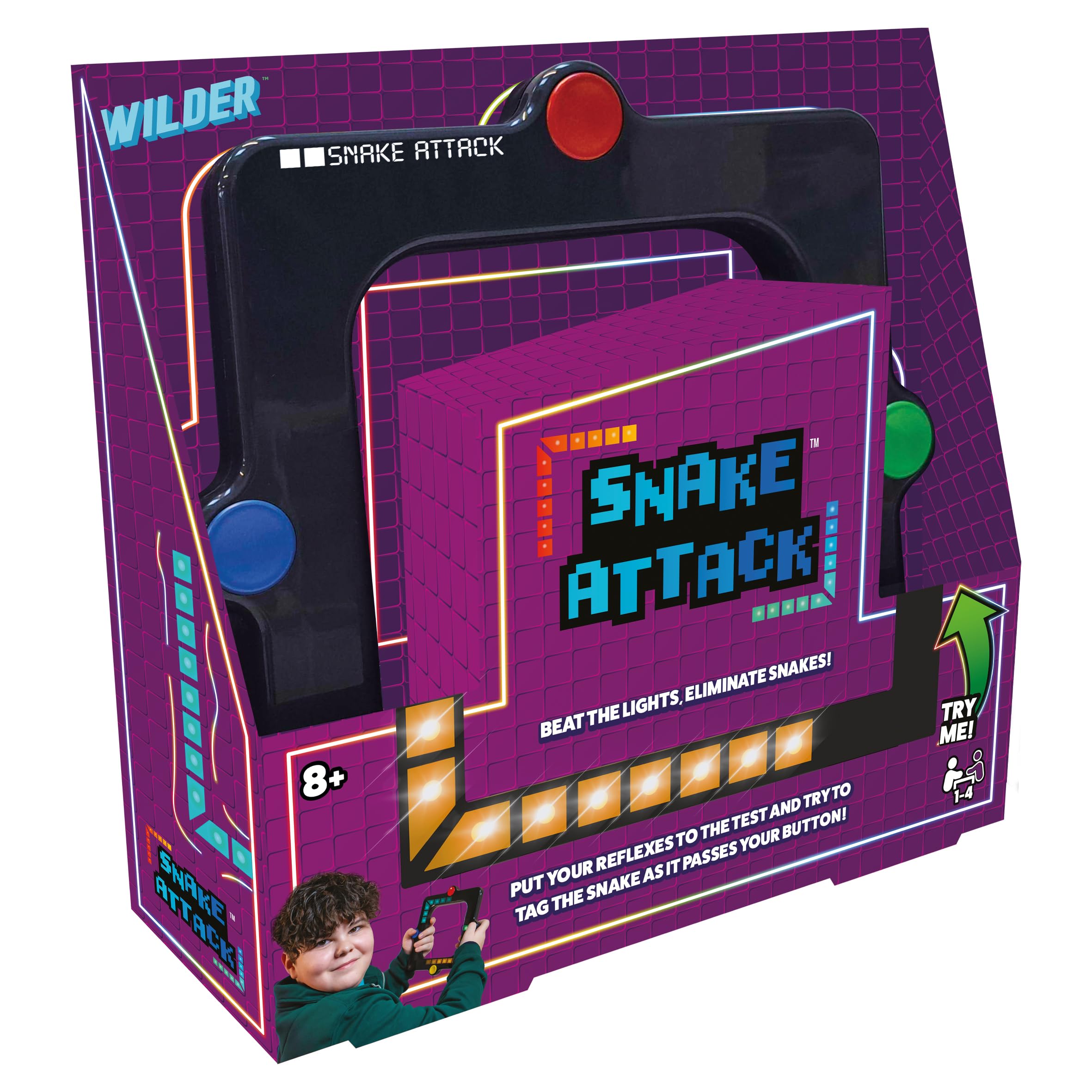 Snake Attack - Handheld Electronic Light up Game. 3 Game Play Modes. On the go fun! Addictive fidget toy!, Black