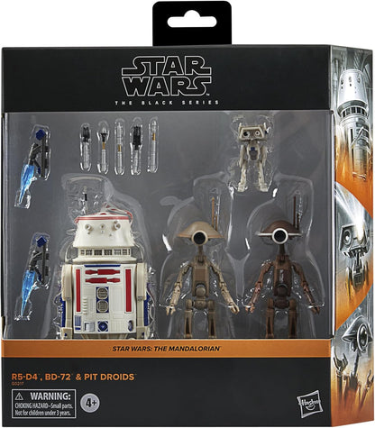 Star Wars The Black Series R5-D4, BD-72 & Boxendroiden, The Mandalorian Action-Sammelfiguren 4er-Pack, Skala 15 cm