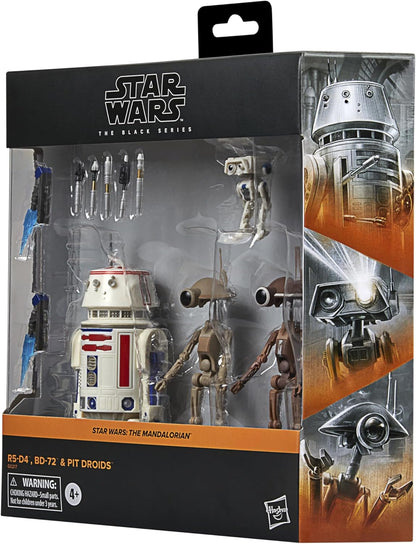 Star Wars The Black Series R5-D4, BD-72 & Boxendroiden, The Mandalorian Action-Sammelfiguren 4er-Pack, Skala 15 cm