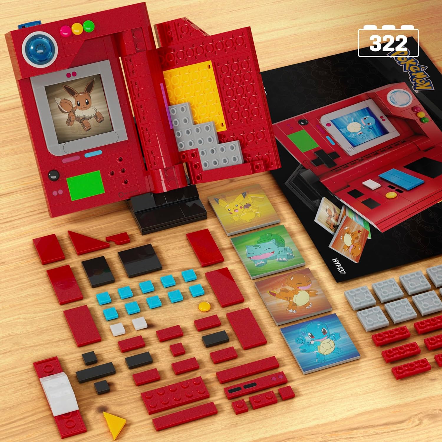 MEGA Pokémon Building Toys Set, Kanto Region Pokédex with 322 Pieces, Light and 5 Lenticular Cards, for Kids or Adult Collectible, HYM37
