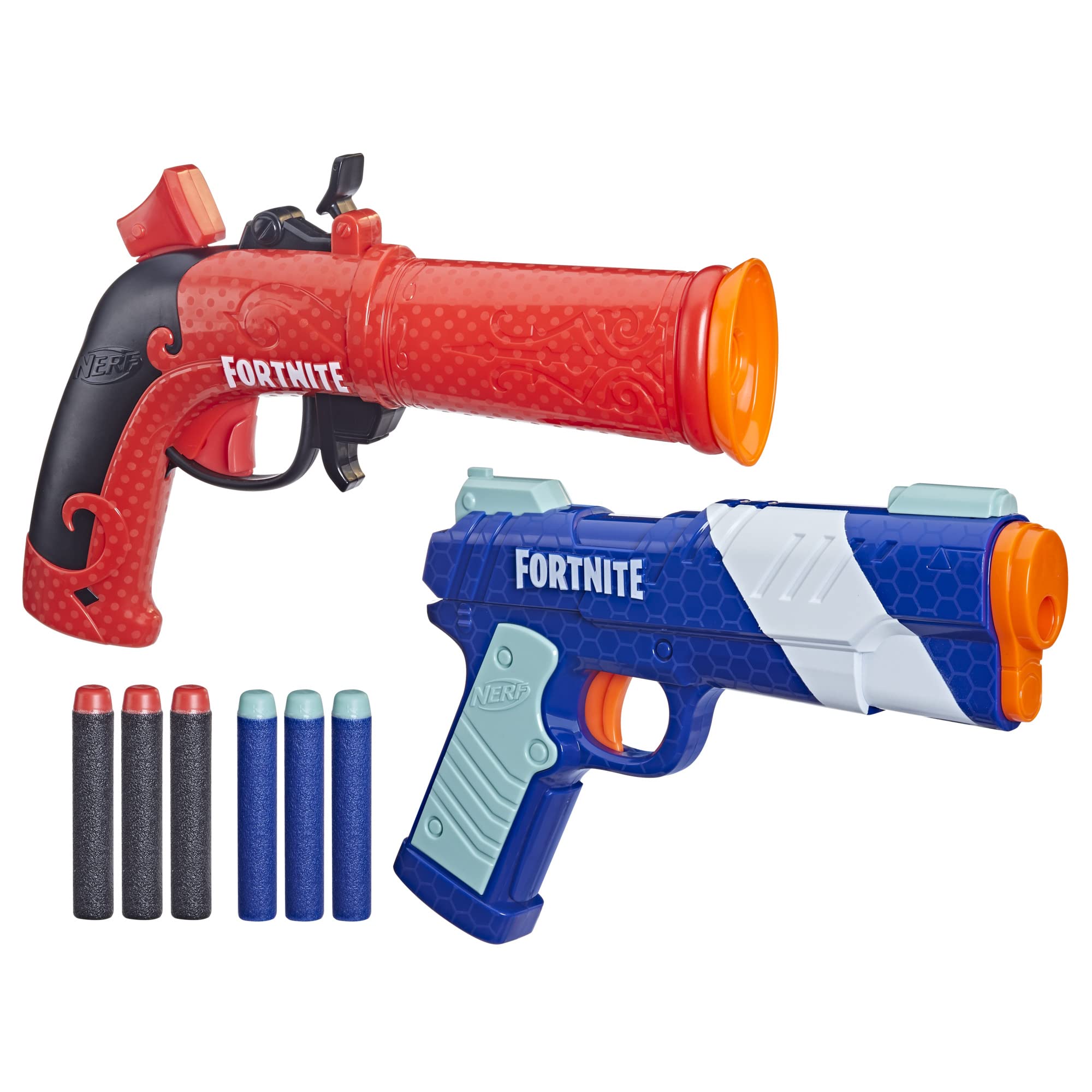 Nerf Fortnite Dual Pack - 2 Fortnite Blasters, Flint-Knock & LP Dart Blasters, 6 Elite Foam Darts