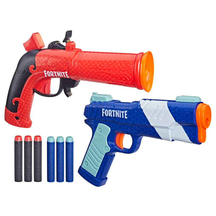 Nerf Fortnite Dual Pack - 2 Fortnite Blasters, Flint-Knock & LP Dart Blasters, 6 Elite Foam Darts