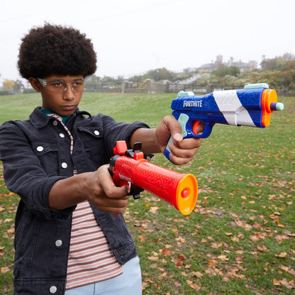 Nerf Fortnite Dual Pack - 2 Fortnite Blasters, Flint-Knock & LP Dart Blasters, 6 Elite Foam Darts