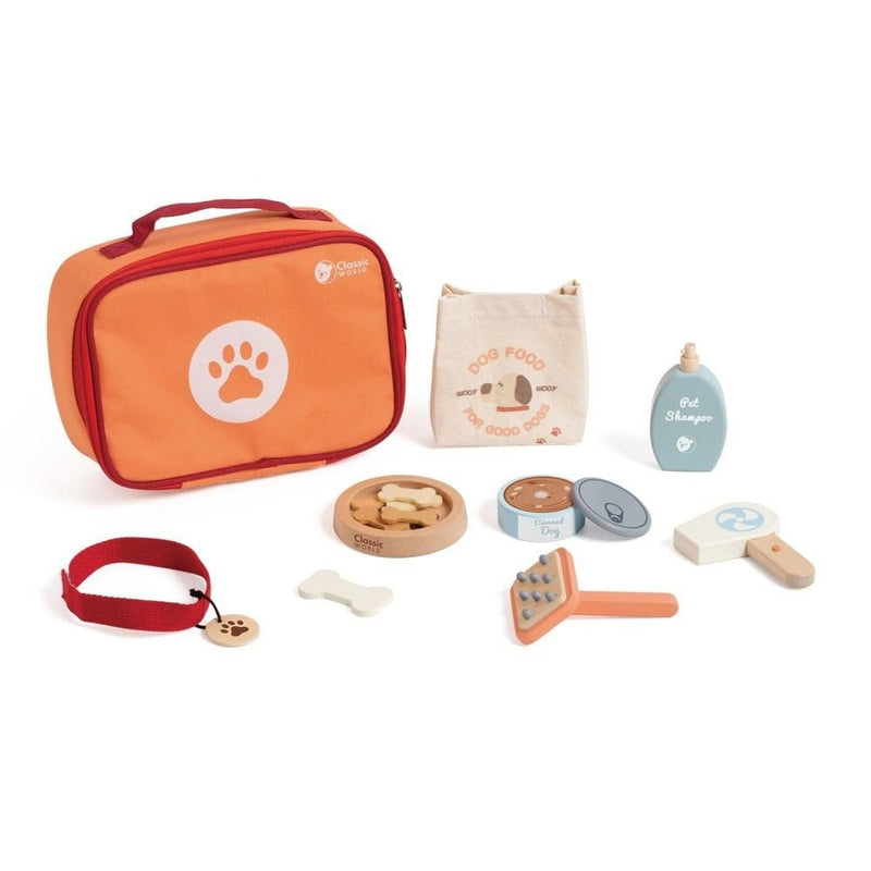 Classic World World Prendersi cura degli animali di legno in borsa, 16 pezzi.