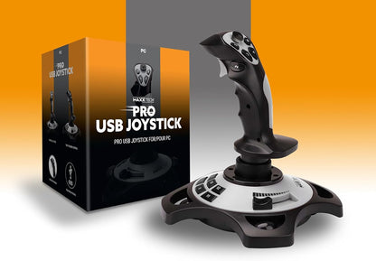 Maxx Tech USB Joystick, 12 Programmable Buttons, 8-Way HAT Switch, Rudder & Throttle Control, For PC