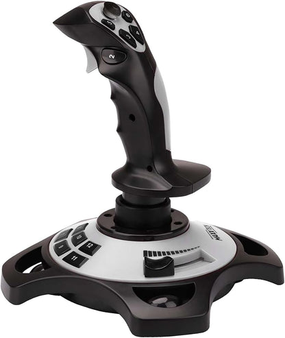 Maxx Tech USB Joystick, 12 Programmable Buttons, 8-Way HAT Switch, Rudder & Throttle Control, For PC