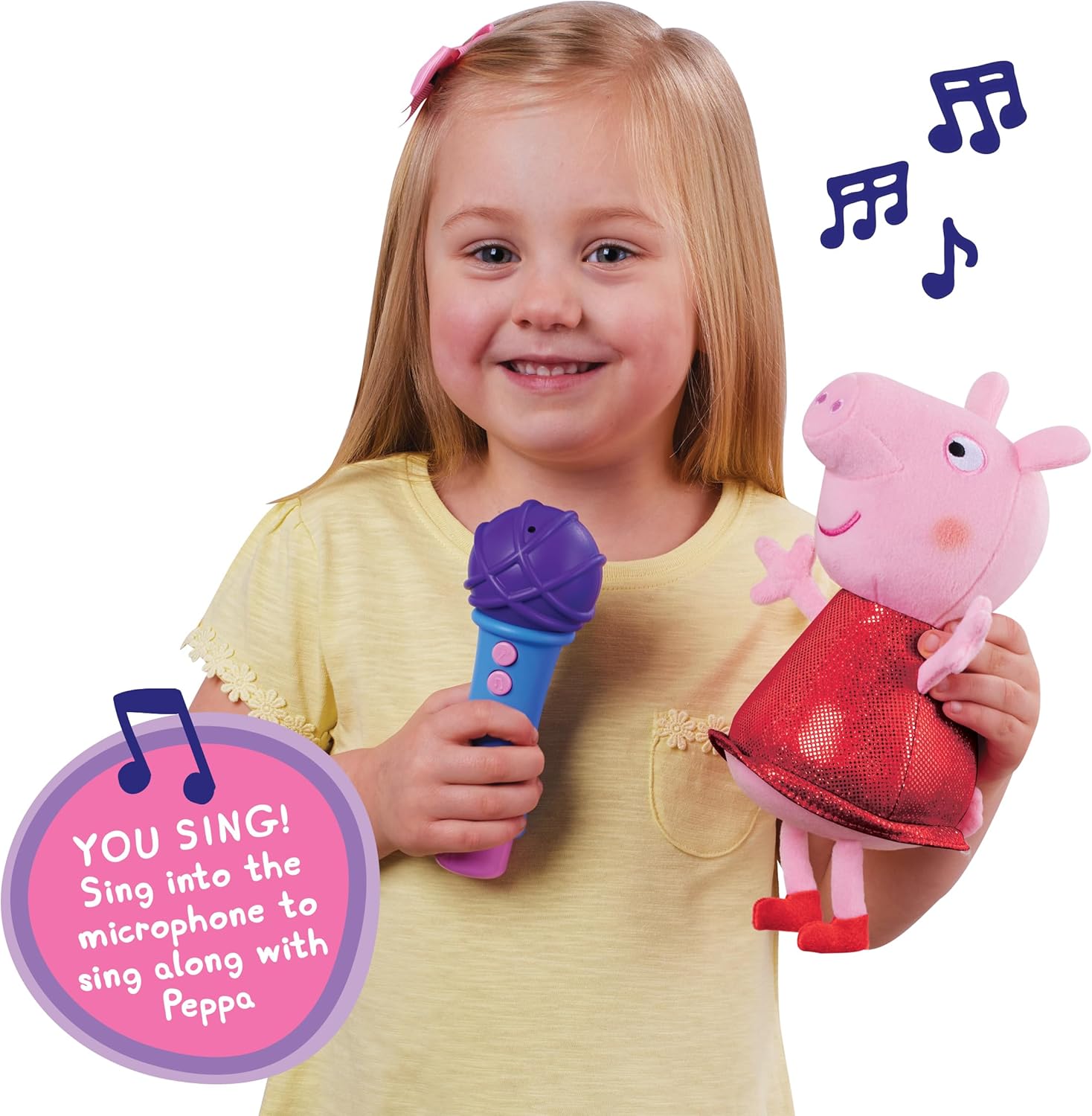 Peppa Pig 08117, Sing With Me Peppa, Interactive Feature Plush, Musical Soft Microphone, Toys, Gift for Preschoolers, Multicolour