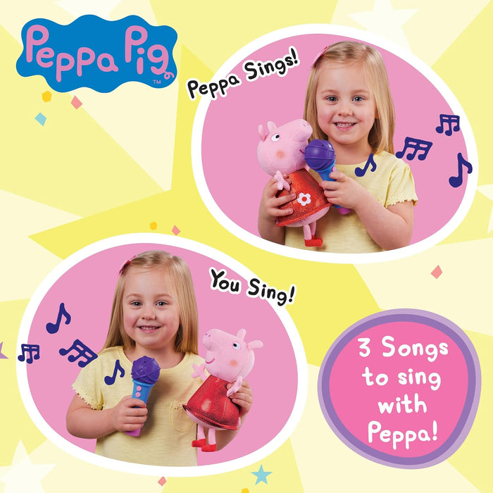 Peppa Pig 08117, Sing With Me Peppa, Interactive Feature Plush, Musical Soft Microphone, Toys, Gift for Preschoolers, Multicolour