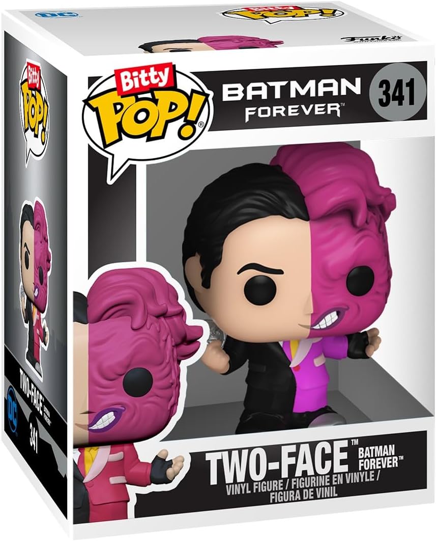 Funko Bitty Pop! Batman 85th - Two Face 4PK and A Surprise Mystery Mini Figure - 0.9 Inch (2.2 Cm) - DC Comics Collectable - Stackable Display Shelf Included - Gift Idea - Party Bags Stocking
