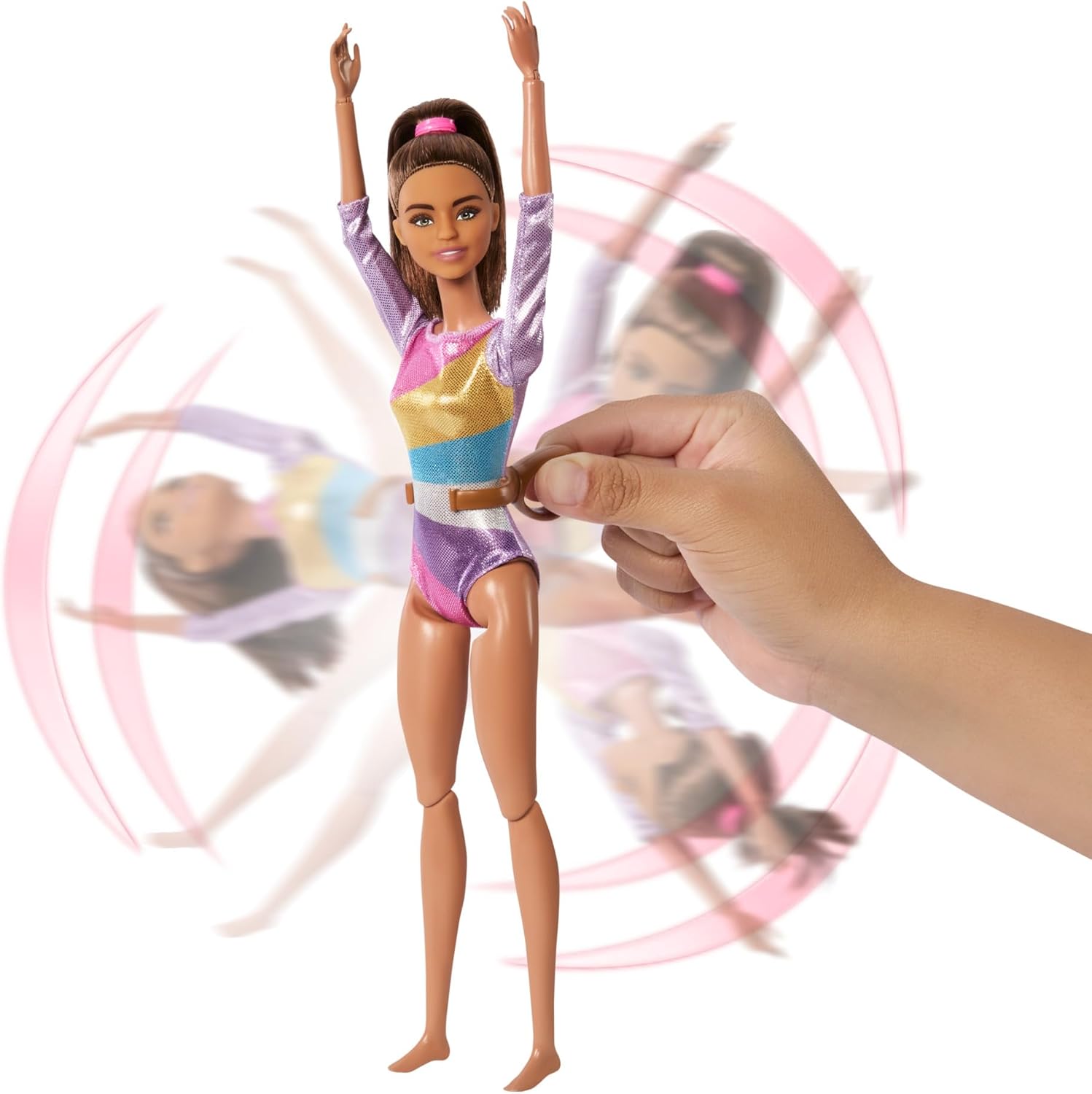 Barbie Careers Playset, Gymnastics Set with Brunette Gymnast Fashion Doll, C-Clip for Flipping Action, Balance Beam, Warm-Up Suit & Accessories