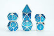 FanRoll Tales of The Valiant Metal Dice Set, Silver with Light Blue Enamel, Set of 7