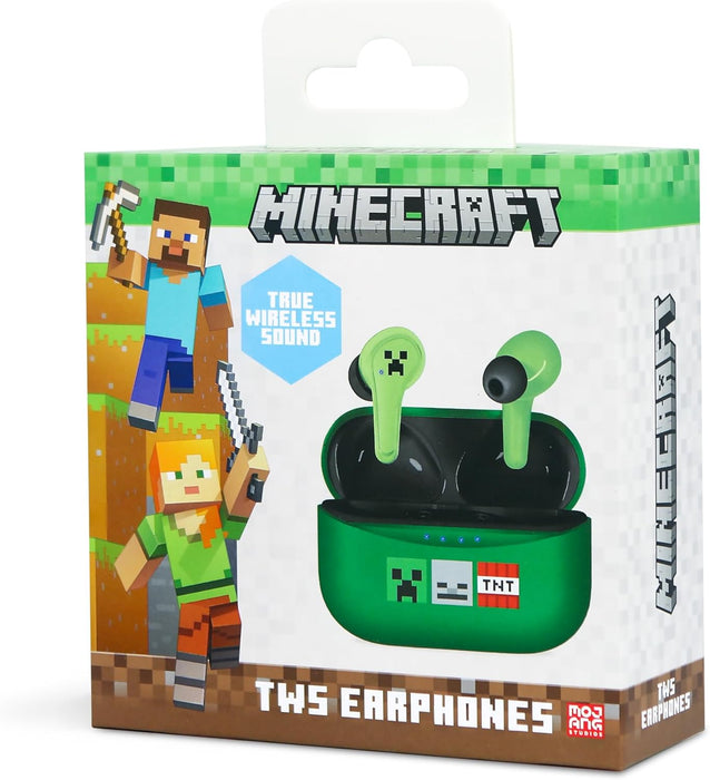 OTL Technologies MC1227 Minecraft Icons TWS Wireless Earphones with Charging Case - Green