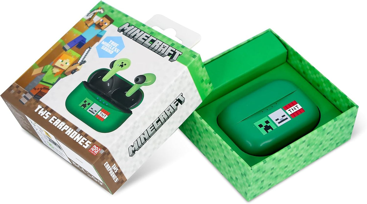 OTL Technologies MC1227 Minecraft Icons TWS Wireless Earphones with Charging Case - Green