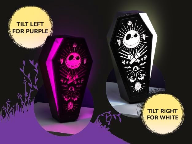 Paladone Nightmare Before Christmas Coffin Light Officially Licensed Disney Night Light Spooky Halloween Decor, Moody Accent with Two Light Colors, Idea Gift for Movie Fans
