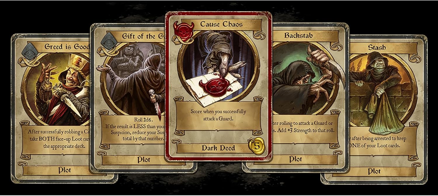Modiphius Entertainment: Dark Deeds - Strategy Board Game, Darkly Humorous Card Game, Ages 14+, 2-5 Players, 60 Min