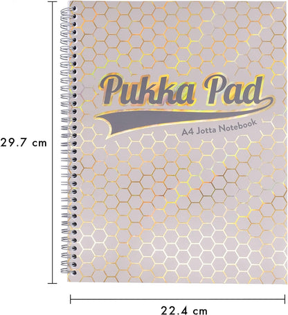 Pukka Pad Haze Jotta Cuaderno A4 – Paquete de 3 blocs de notas encuadernados con alambre con 200 páginas, 100 hojas de papel rayado de 80 g/m² de 8 mm – 4 agujeros perforados para notas escolares