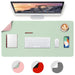 Deflecto Reversible Double sided Faux Leather Desk Pad Protector,Mouse Pad,Office Desk Mat,Non-Slip,Waterproof Writing Pad (80cm x 40cm, Pink/Green)