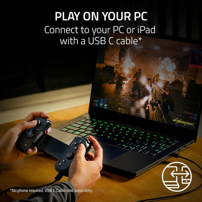 Razer Kishi V2 - USB-C Mobile Gaming Controller for iPhone and Android (Mecha-Tactile Action Buttons, D-Pad, Analog Sticks, 3,5mm Audio Jack, Low-Latency, RGB) Black