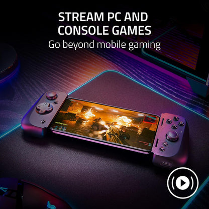 Razer Kishi V2 - USB-C Mobile Gaming Controller for iPhone and Android (Mecha-Tactile Action Buttons, D-Pad, Analog Sticks, 3,5mm Audio Jack, Low-Latency, RGB) Black