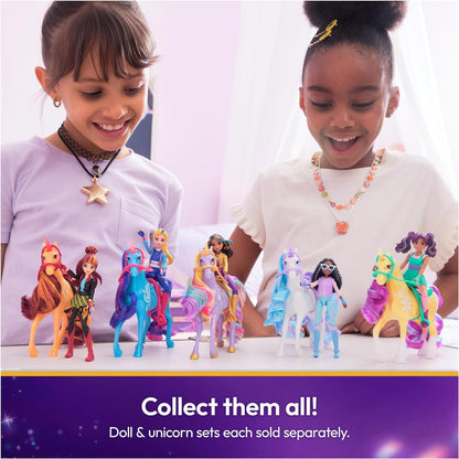 Unicorn Academy, Ava & Leaf Set with 2 Riding Accessories and Hair Styling Tool, Dolls and Unicorn Toys for Girls Aged 4 and up