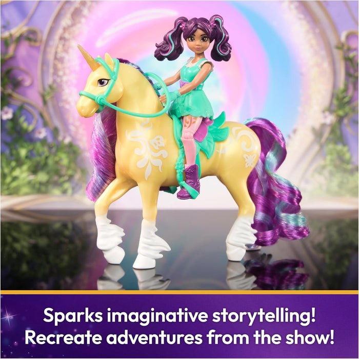 Unicorn Academy, Ava & Leaf Set with 2 Riding Accessories and Hair Styling Tool, Dolls and Unicorn Toys for Girls Aged 4 and up