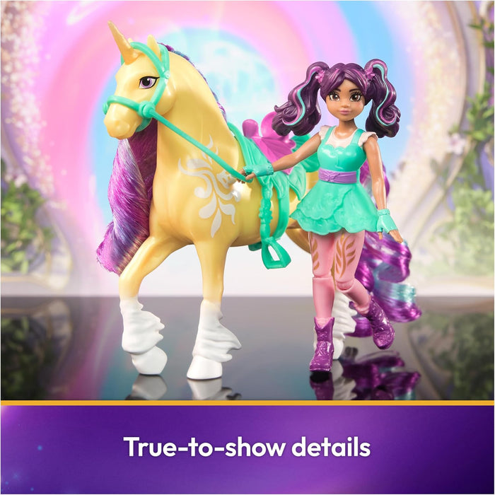 Unicorn Academy, Ava & Leaf Set with 2 Riding Accessories and Hair Styling Tool, Dolls and Unicorn Toys for Girls Aged 4 and up