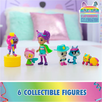 Gabby's Dollhouse, Celebration-Themed Figures with Gabby Girl, 5 Cat Toy Figures, Surprise Toys and Doll’s House Accessories, Kids’ Toys for Girls and Boys 3+