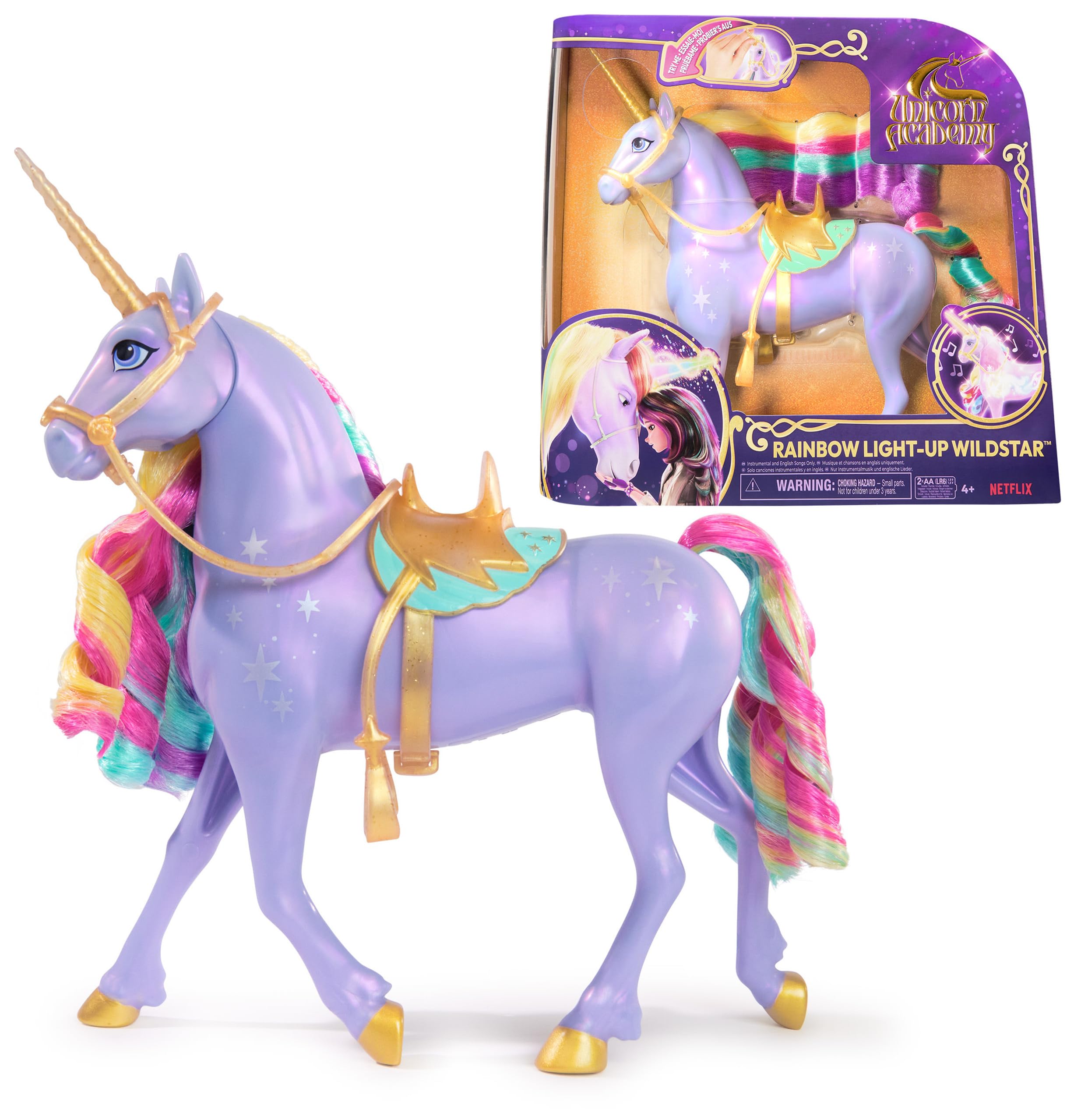 Unicorn Academy, Interactive Rainbow Light-up Wildstar Unicorn Toy with Lights, Sounds and Music, Dolls and Unicorn Toys for Girls Aged 4 and up