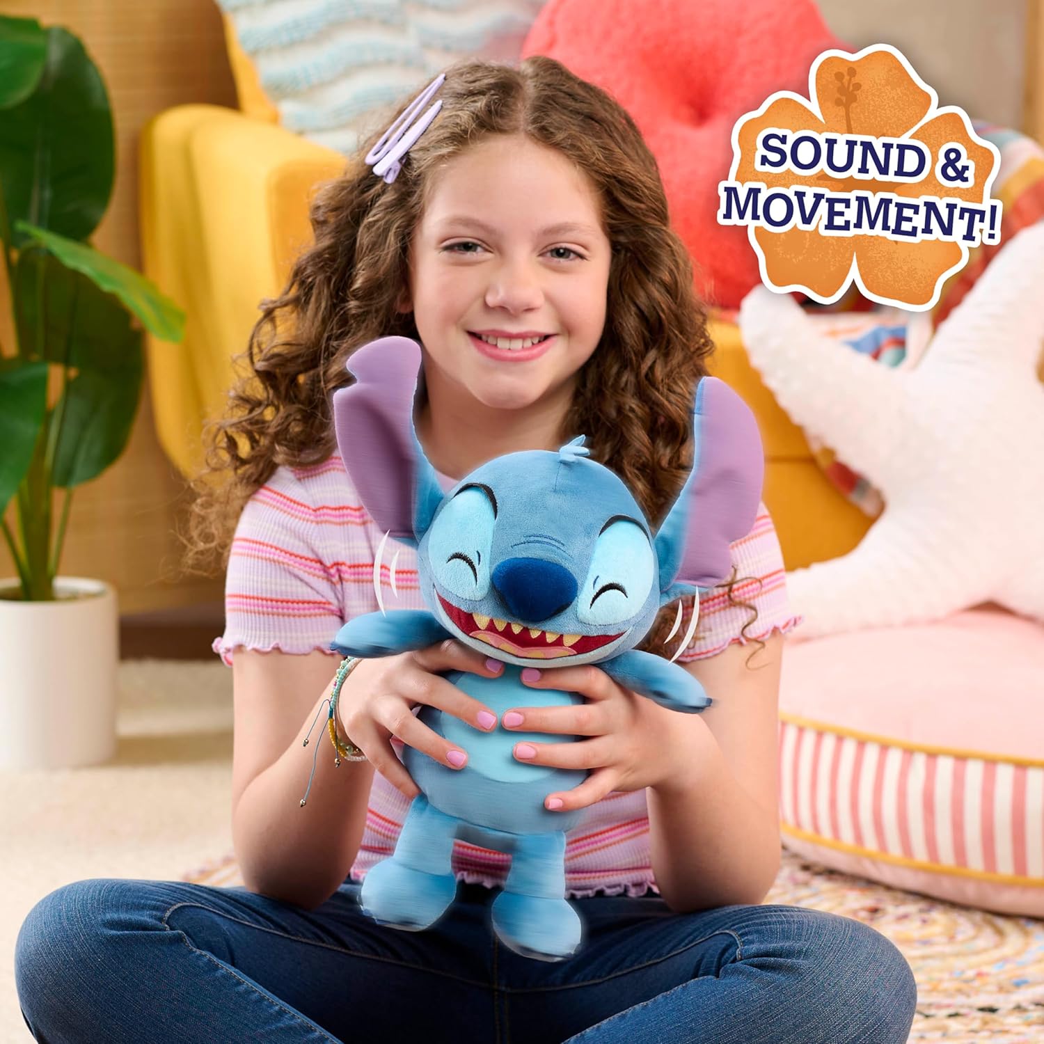 Just Play Disney Stitch Crack Me Up Stitch Plush Toy, 11 Inch Plush, Stuffed Animal, Alien, Kids Toys for Ages 3 Up