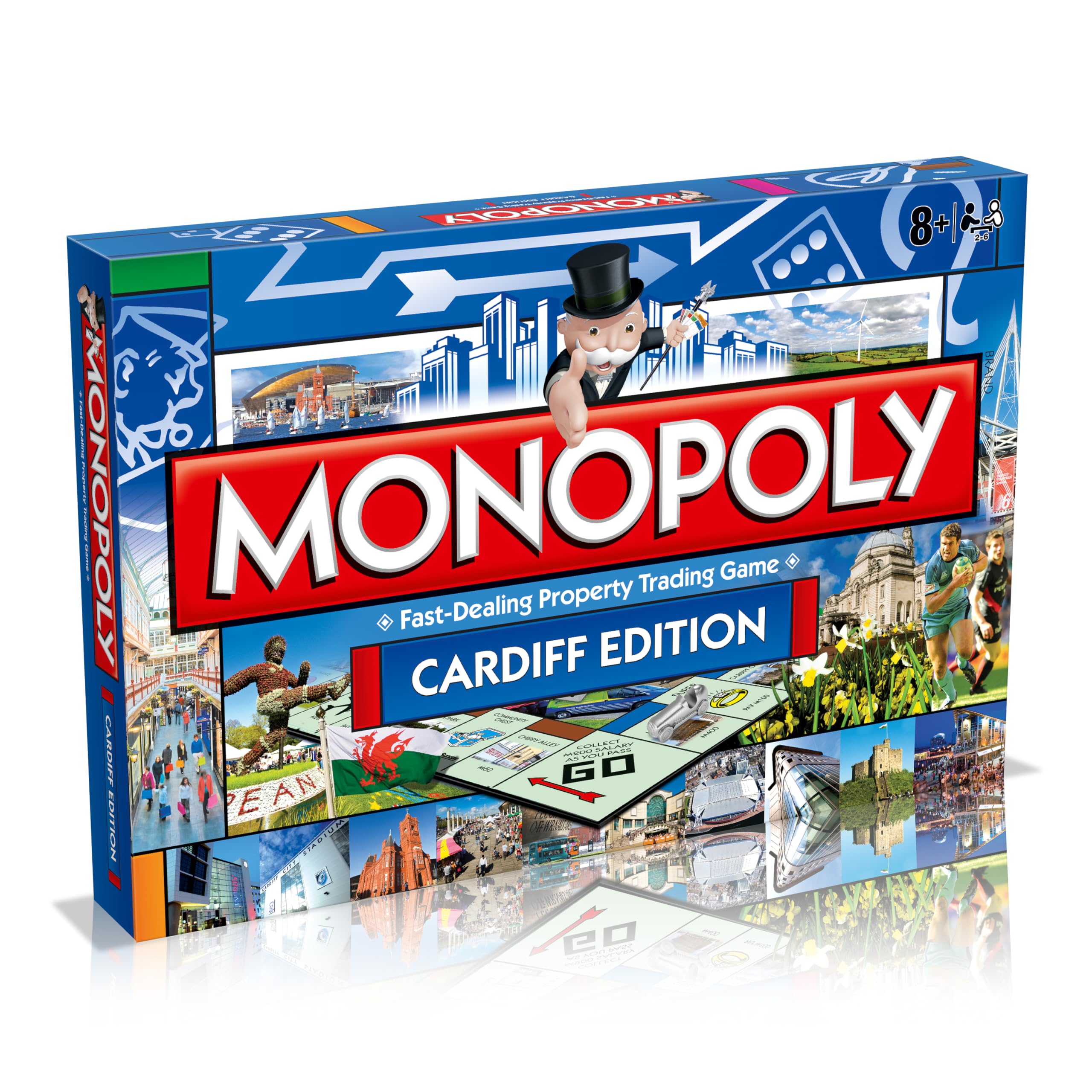 Winning Moves Cardiff Monopoly Board Game, Advance to The Cardiff International Airport, Millenium Stadium or Wales Millenium Centre and trade your way to success, makes a great gift for ages 8 plus