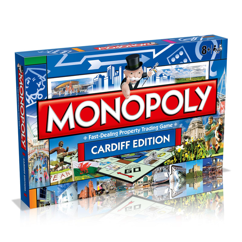 Winning Moves Cardiff Monopoly Board Game, Advance to The Cardiff International Airport, Millenium Stadium or Wales Millenium Centre and trade your way to success, makes a great gift for ages 8 plus