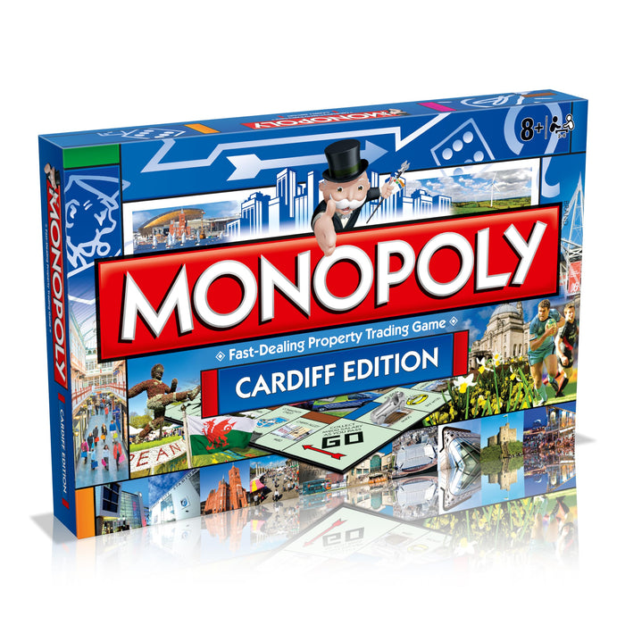Winning Moves Cardiff Monopoly Board Game, Advance to The Cardiff International Airport, Millenium Stadium or Wales Millenium Centre and trade your way to success, makes a great gift for ages 8 plus