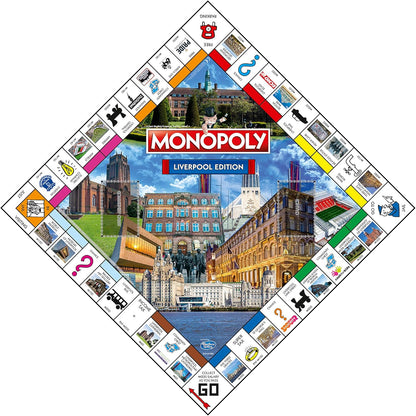 Winning Moves Liverpool City Monopoly Board Game, home of The Beatles, tour Penny Lane, Liverpool Metropolitan Cathedral and the Three Graces, 2-6 player game for ages 8 plus