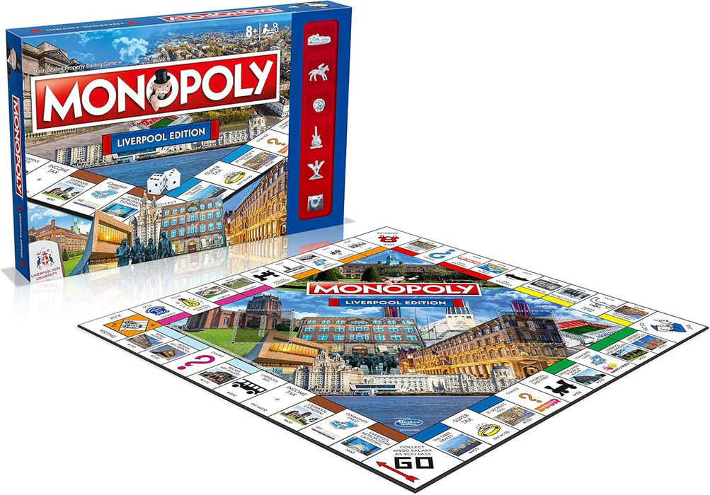 Winning Moves Liverpool City Monopoly Board Game, home of The Beatles, tour Penny Lane, Liverpool Metropolitan Cathedral and the Three Graces, 2-6 player game for ages 8 plus