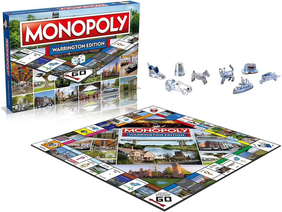 Winning Moves Warrington Monopoly Board Game, Advance to Warrington Central Station, Golden Gates and Warrington Transporter Bridge, 2–6 players makes a great gift for ages 8 plus