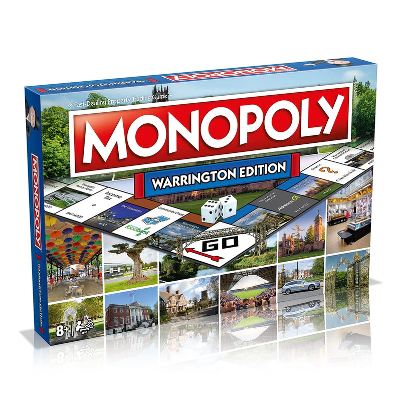 Winning Moves Warrington Monopoly Board Game, Advance to Warrington Central Station, Golden Gates and Warrington Transporter Bridge, 2–6 players makes a great gift for ages 8 plus