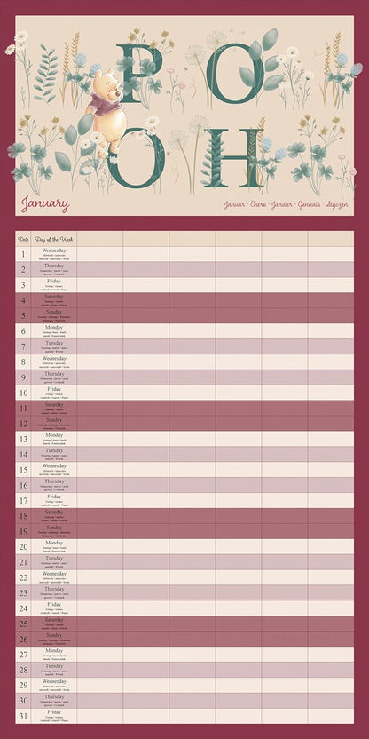 WINNIE THE POOH 2025 30X30 FAMILY PLANNER CALENDAR