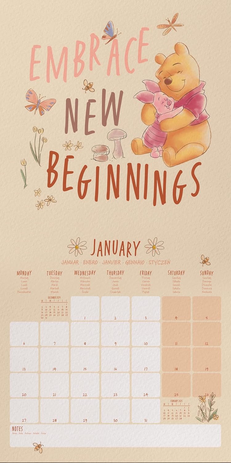 Winnie the Pooh (Crafting New Beginnings) 2025 Square Calendar