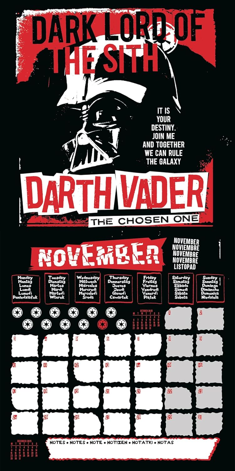 Star Wars (Villains) 2025 Square Calendar