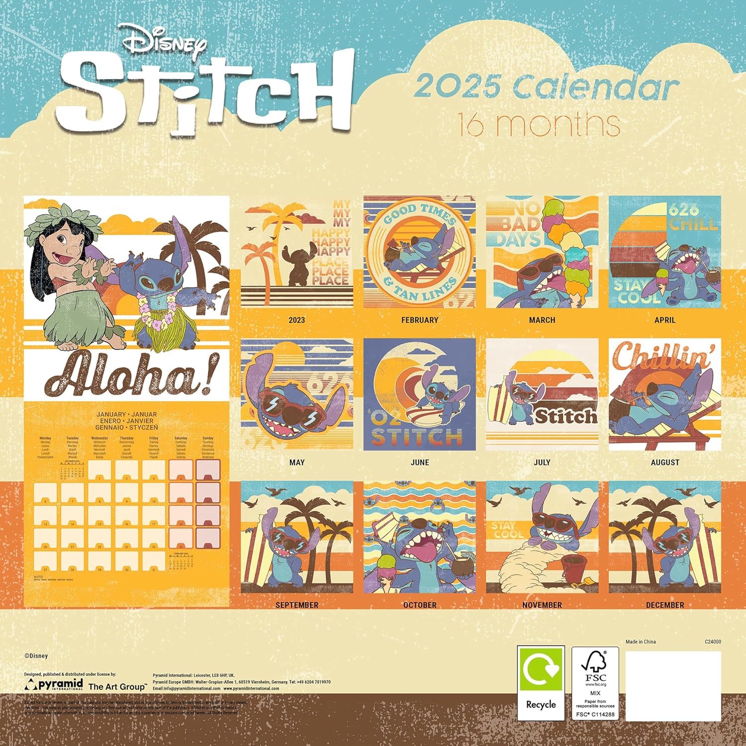 Lilo & Stitch 2025 Square Calendar