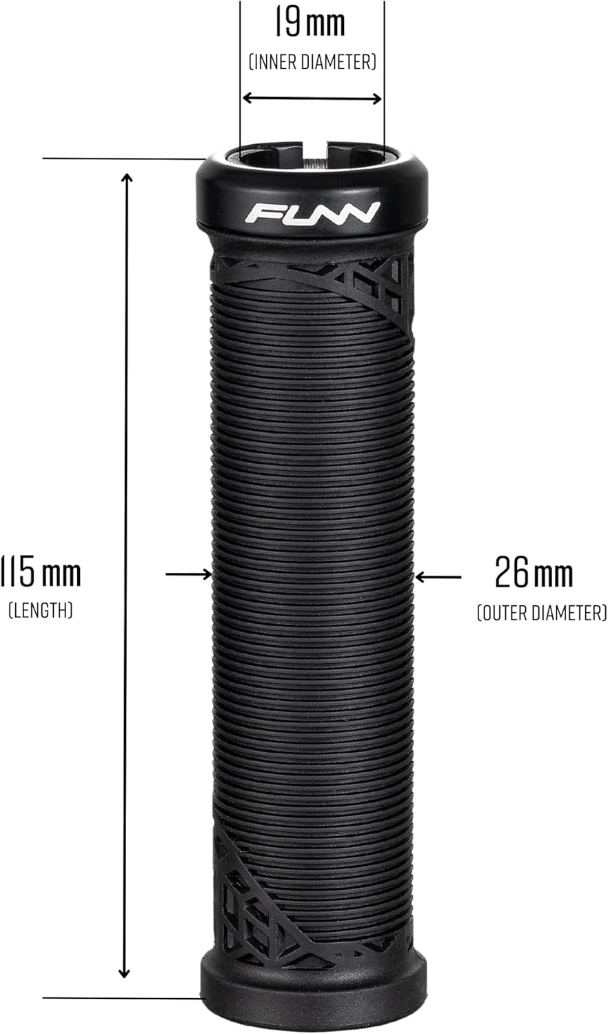 Funn Hilt JR Mountain Bike Handlebar Grips With Single Lock On Clamp, Bicycle Handlebar Locking Grips with 19 mm Inner Diameter, Short Bicycle Grips For Youth, Girls and Boys