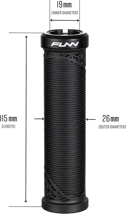 Funn Hilt JR Mountain Bike Handlebar Grips With Single Lock On Clamp, Bicycle Handlebar Locking Grips with 19 mm Inner Diameter, Short Bicycle Grips For Youth, Girls and Boys