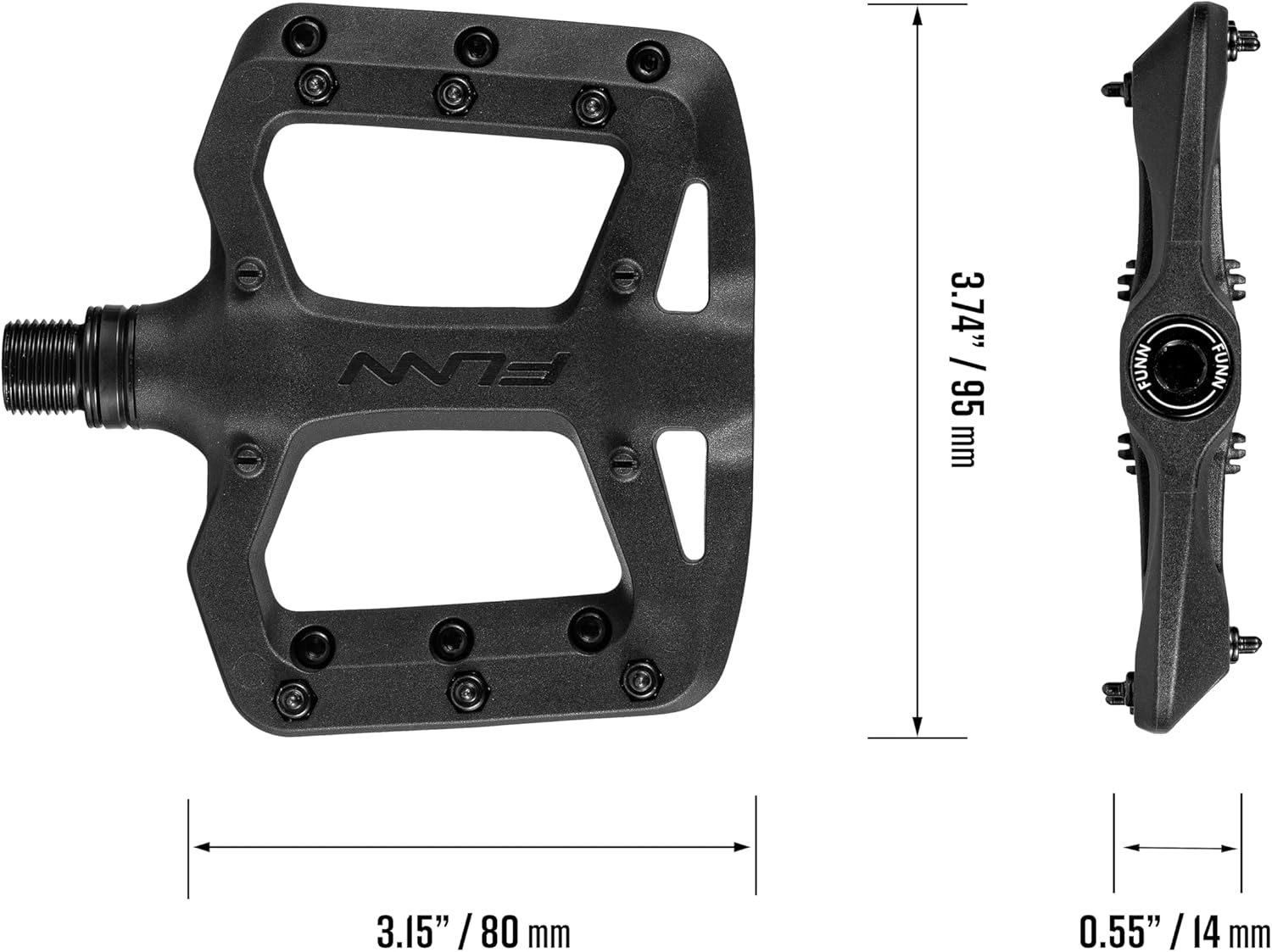 Funn Taipan S Glass Fiber Reinforced Thermoplastic Bike Pedals with 9/16-inch CrMo Axles and Shin-Friendly Pins for MTB/BMX/Urban/Gravel Riding