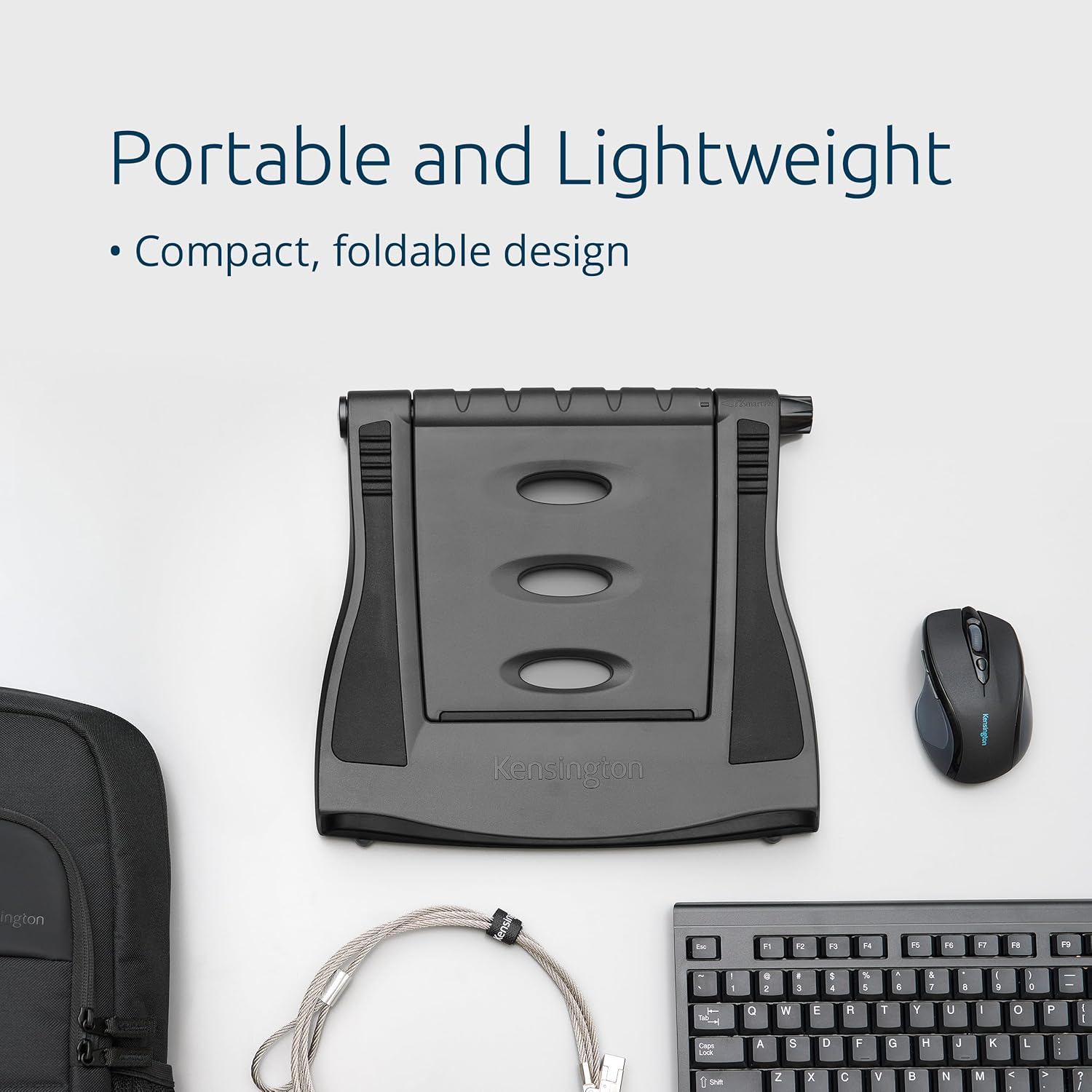 Kensington Easy Riser EQ Portable Laptop Cooling Stand, Adjustable & Lightweight, Anti Slip & Folding Design, For 12''-17'' Laptops, Made From 50% Post Consumer Recycled Content (K52805EU