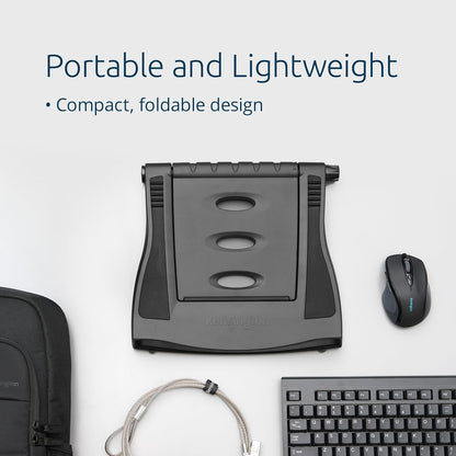 Kensington Easy Riser EQ Portable Laptop Cooling Stand, Adjustable & Lightweight, Anti Slip & Folding Design, For 12''-17'' Laptops, Made From 50% Post Consumer Recycled Content (K52805EU
