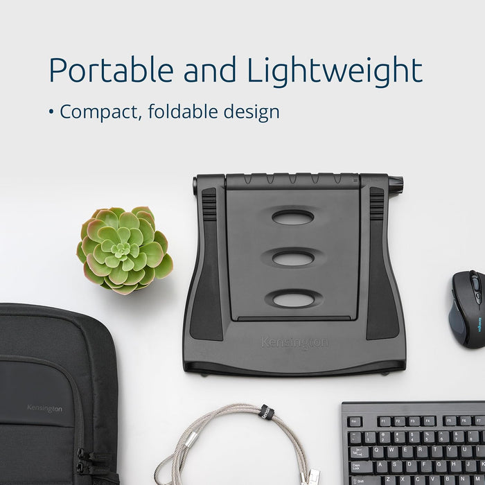 Kensington Easy Riser EQ Portable Laptop Cooling Stand, Adjustable & Lightweight, Anti Slip & Folding Design, For 12''-17'' Laptops, Made From 50% Post Consumer Recycled Content (K52805EU