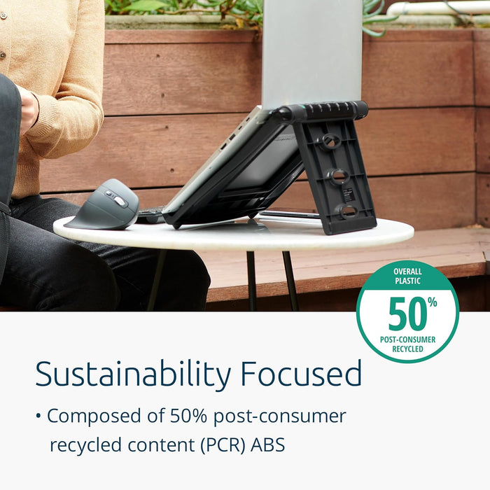 Kensington Easy Riser EQ Portable Laptop Cooling Stand, Adjustable & Lightweight, Anti Slip & Folding Design, For 12''-17'' Laptops, Made From 50% Post Consumer Recycled Content (K52805EU