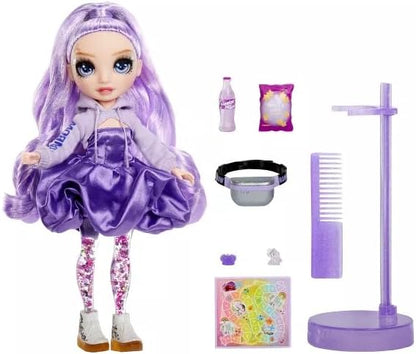 Rainbow High Sparkle and Shine - Viola (Morado) - Muñeca de Moda de 28 cm con Destellos Líquidos en Las Piernas, Agítalas para Verlas Brillar, Ideal para Niños y Niñas de 4 a 12 Años