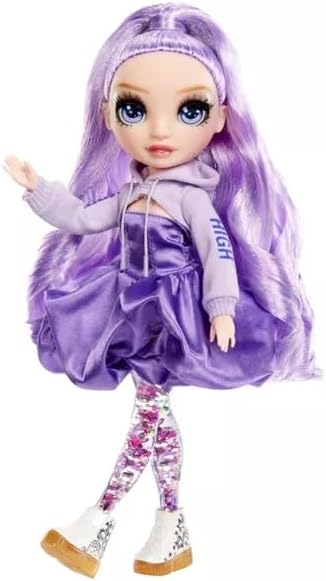 Rainbow High Sparkle and Shine - Viola (Morado) - Muñeca de Moda de 28 cm con Destellos Líquidos en Las Piernas, Agítalas para Verlas Brillar, Ideal para Niños y Niñas de 4 a 12 Años
